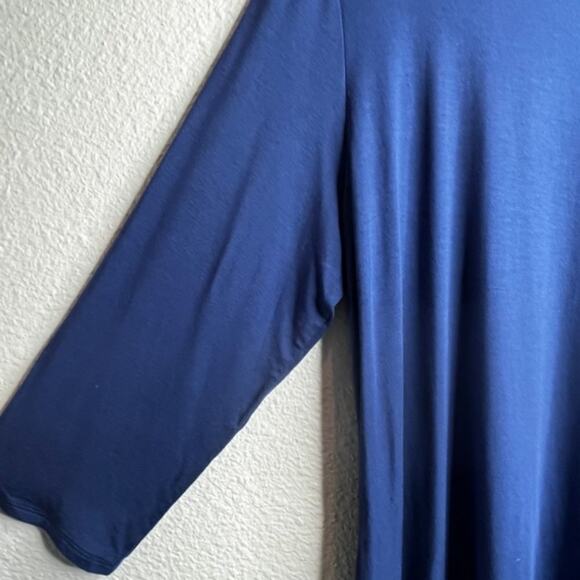 H by Halston Essentials Mock Neck 3/4-Sleeve Tunic Blue Sz L - Picture 5 of 8